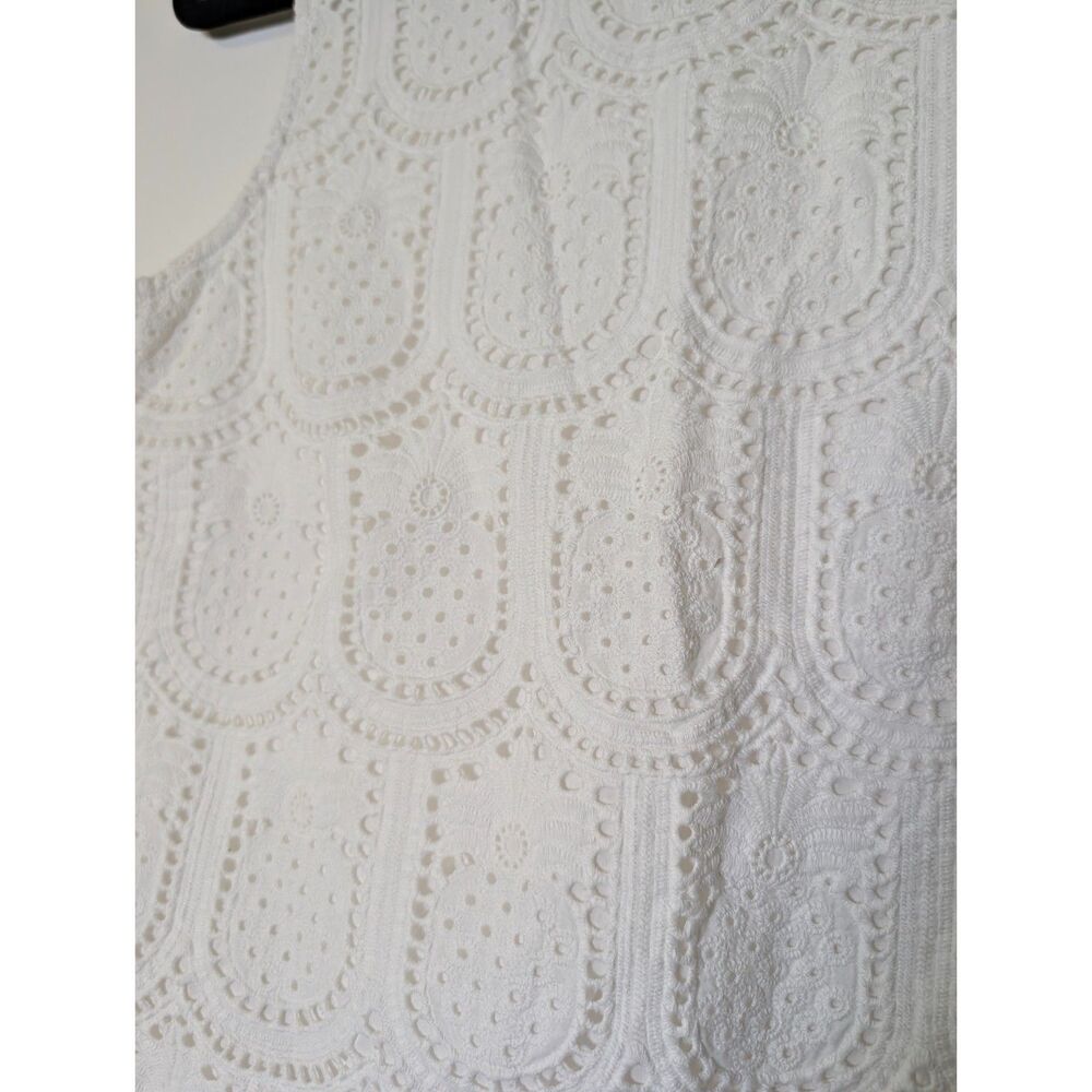 J. McLaughlin White Eyelet Sleeveless Blouse - Picture 7 of 7